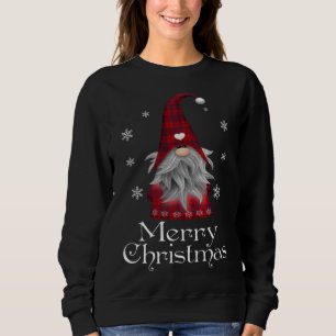 Santa Claus Garden Gnome Frohe Weihnachten Kariert Sweatshirt