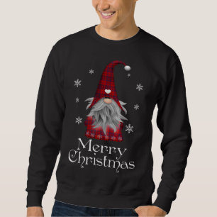 Santa Claus Garden Gnome Frohe Weihnachten Kariert Sweatshirt