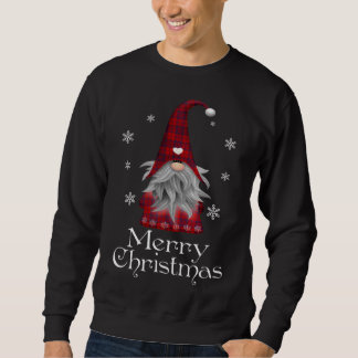 Santa Claus Garden Gnome Frohe Weihnachten Kariert Sweatshirt