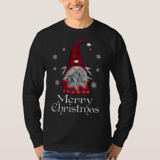 Santa Claus Garden Gnome Frohe Weihnachten Kariert T-Shirt
