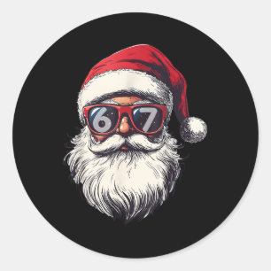 Santa Claus Gesicht 67 Weihnachten Six Seven Bruh Runder Aufkleber