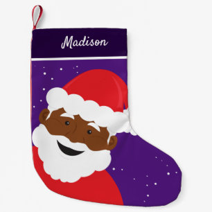 Santa Claus Gesicht Lila Brown Hautname Kleiner Weihnachtsstrumpf