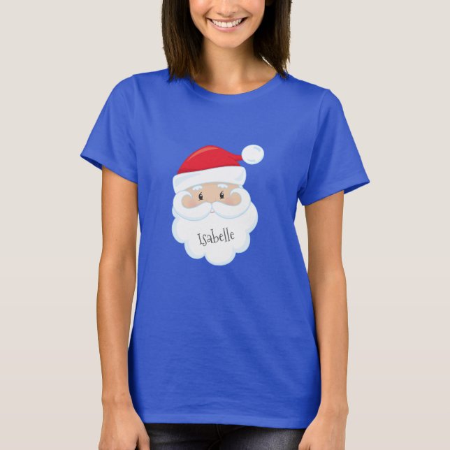 Santa Claus Gesicht mit Namen auf Bart T-Shirt (Vorderseite)