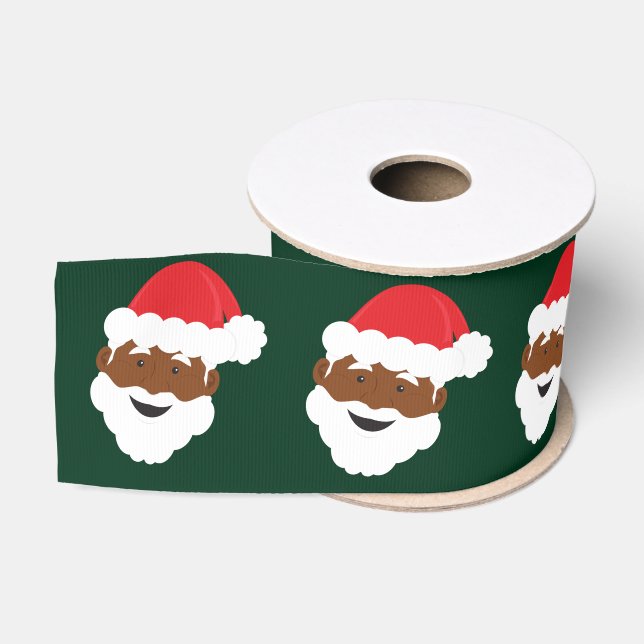 Santa Claus Gesicht Red Green Brown Weihnachten Ripsband (Spule)