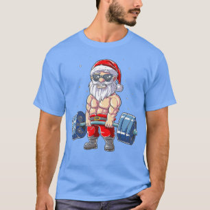 Santa Claus Gewichtheben Weihnachten Fitness Gym T-Shirt