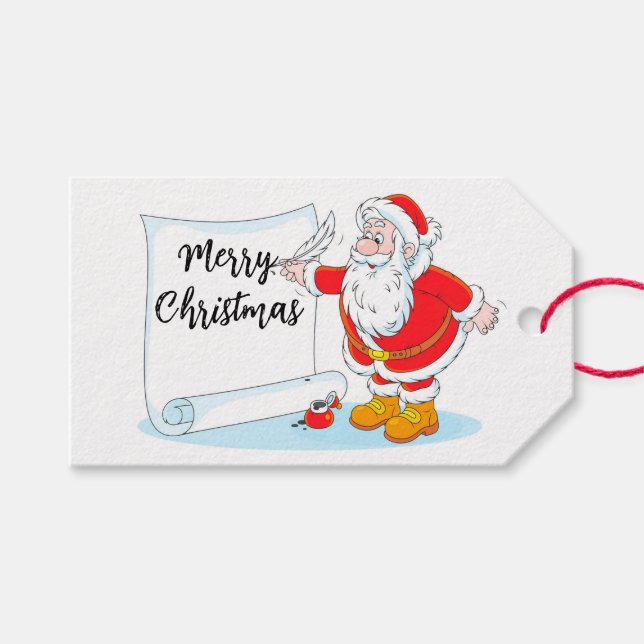Santa Claus Gift Tags Geschenkanhänger (Vorderseite (Horizontal))