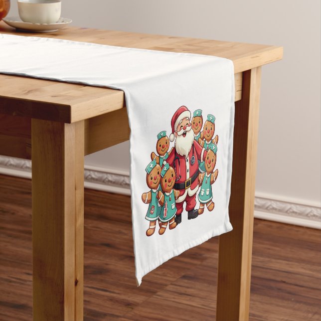 Santa Claus Gingerbread Krankenwagen Kurzer Tischläufer (Beispiel)