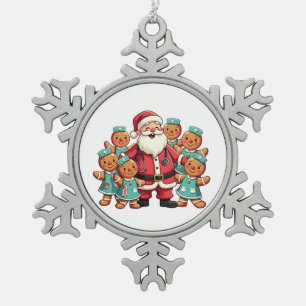 Santa Claus Gingerbread Krankenwagen Schneeflocken Zinn-Ornament