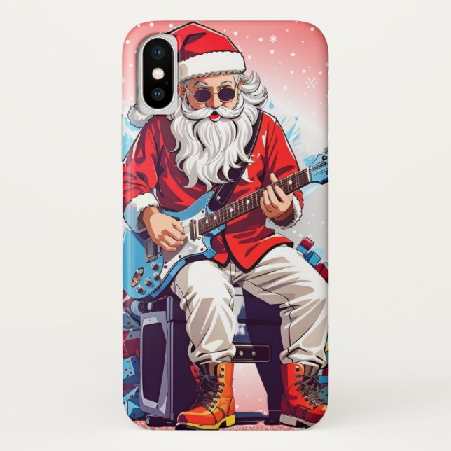 Santa Claus Gitarre spielen Case-Mate iPhone Hülle (Rückseite)