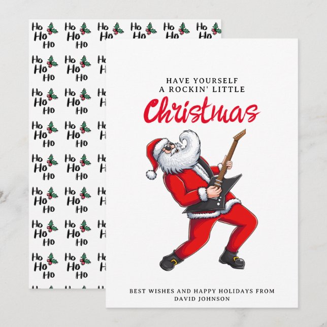 Santa Claus Gitarre spielen Weihnachten (Vorne/Hinten)