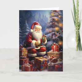 Santa Claus Giving Gifts Christmas Feiertagskarte
