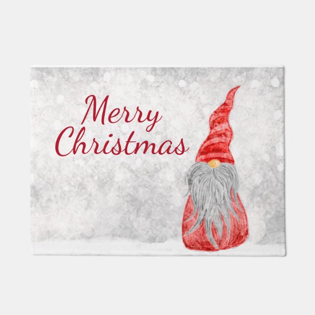 Santa Claus Gnome auf dem Snowy Field Fußmatte (Vorderseite)
