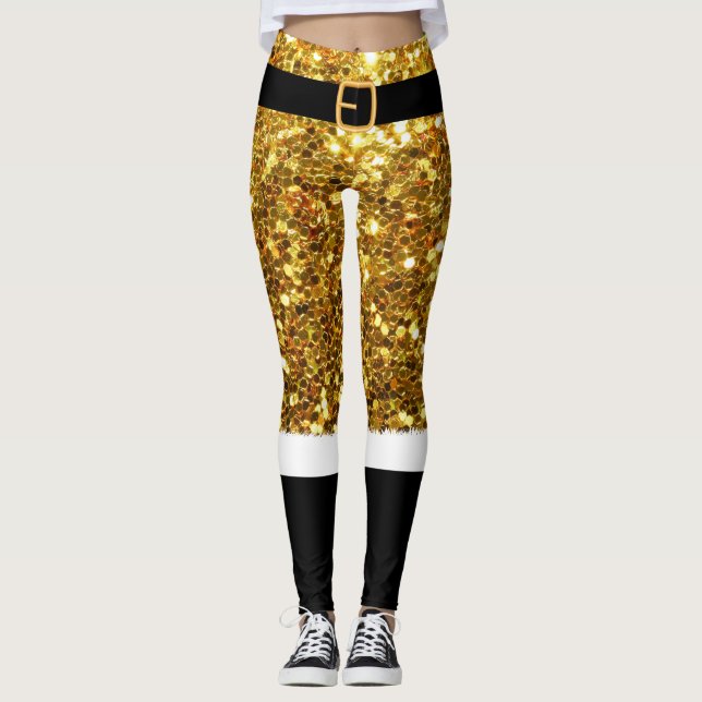 Santa Claus Gold Glitzer Leggings (Vorderseite)