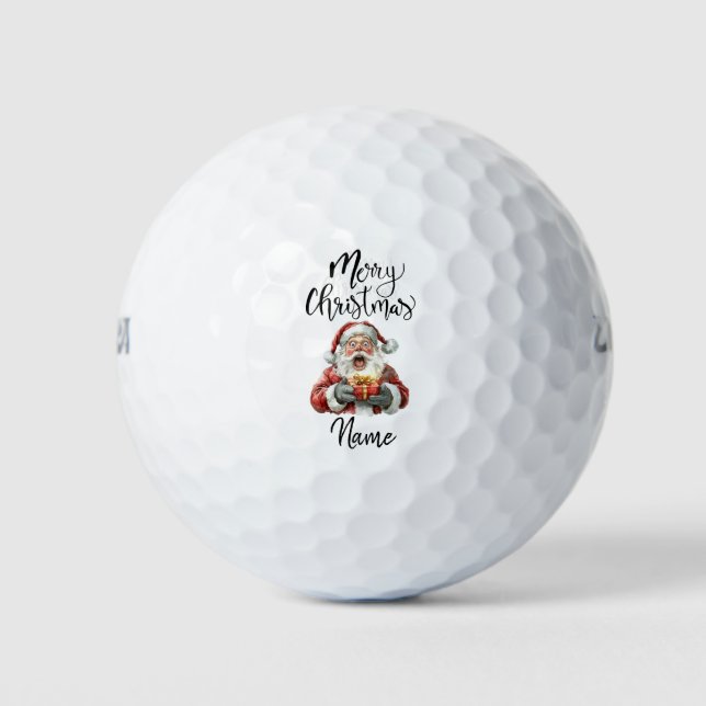 Santa Claus Golfen mit Weihnachtsgeschenk für Golf Golfball (Vorderseite)