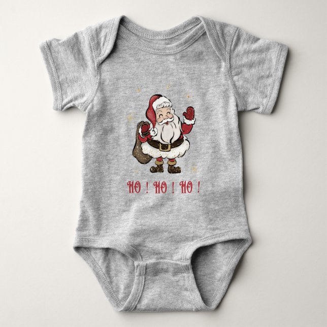 Santa Claus Gray Baby Bodysuit Strampler (Vorderseite)