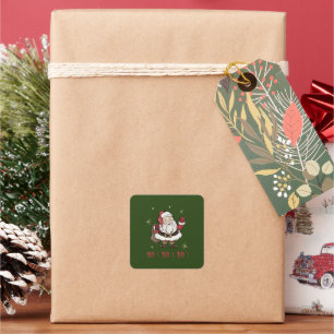 Santa Claus Green Square Stickers