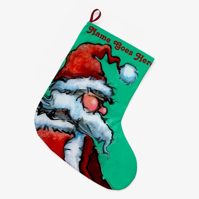 Santa Claus Großer Weihnachtsstrumpf (Vorderansicht (hängend))