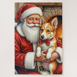 Santa Claus hält Australian Cattle Dog zu Weihnach