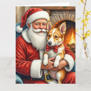 Santa Claus hält Australian Cattle Dog zu Weihnach Karte