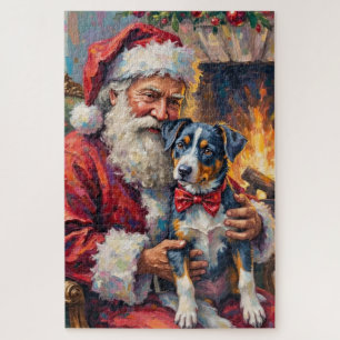 Santa Claus hält Blue Heeler Weihnachtskunst