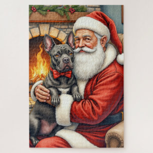 Santa Claus hält Cane Corso Weihnachtskunst