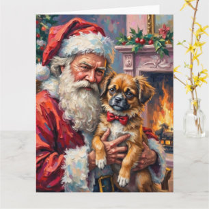 Santa Claus hält japanische Chin-Weihnachtskunst Karte