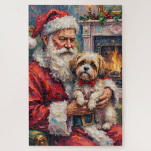 Santa Claus hält Malti Tzu Weihnachtskunst