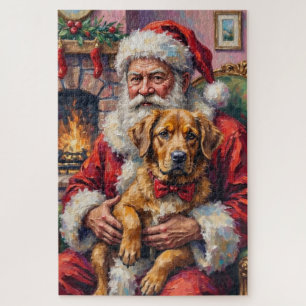 Santa Claus hält Tibetan-Mastiff-Weihnachtskunst