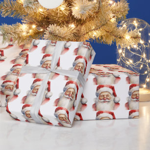 Santa Claus Happy Lächeln Cherry Red Nose Cheeks Geschenkpapier