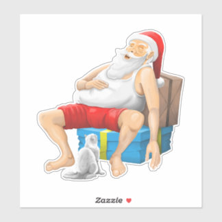 Santa Claus has fallen asleep on Christmas Eve Aufkleber
