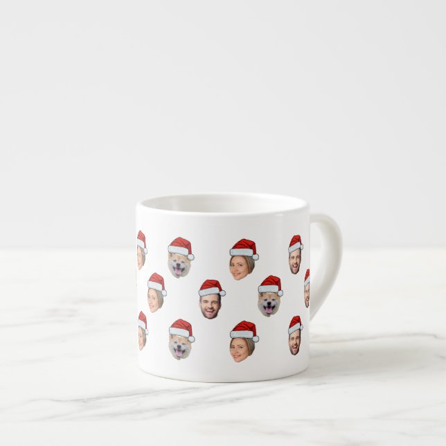 Santa Claus Hat Gesicht 3 Fotos Weihnachtsgeschenk Espressotasse (Vorderseite Rechts)