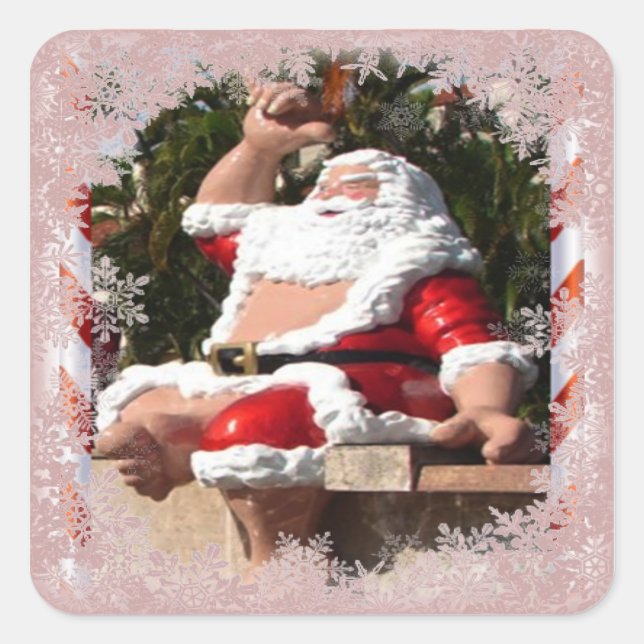 Santa Claus Hawaii Quadratischer Aufkleber (Vorderseite)