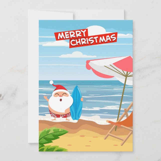 Santa Claus Hawaii Surfing Frohe Weihnachten (Vorderseite)