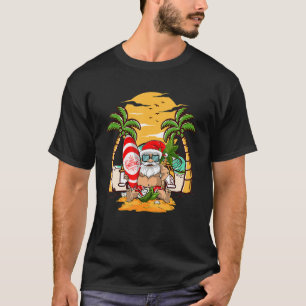 Santa Claus Hawaiian Sonnenbrille Urlaub Beach Vin T-Shirt