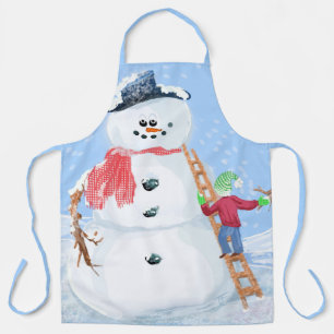 Santa Claus Helper Gebäude Ein Alberner Schneemann Schürze