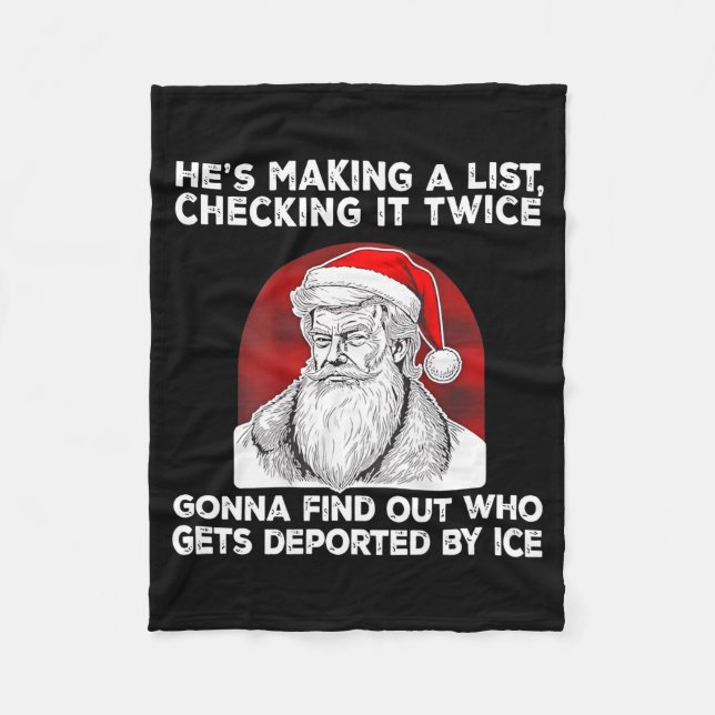 Santa Claus He's Making A List Checking It Twice ( Fleecedecke (Vorderseite)
