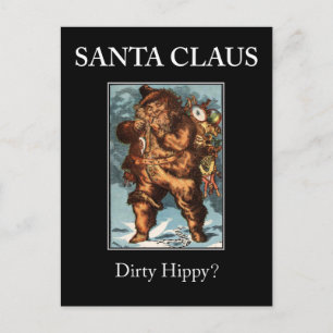 SANTA CLAUS hippy sale ? Carte postale de Noël !