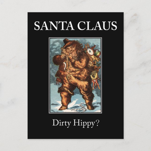 SANTA CLAUS hippy sale ? Carte postale de Noël ! (Devant)