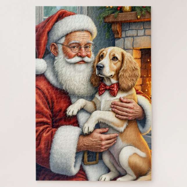 Santa Claus Holding Afghan Hound Christmas (Vertikal)