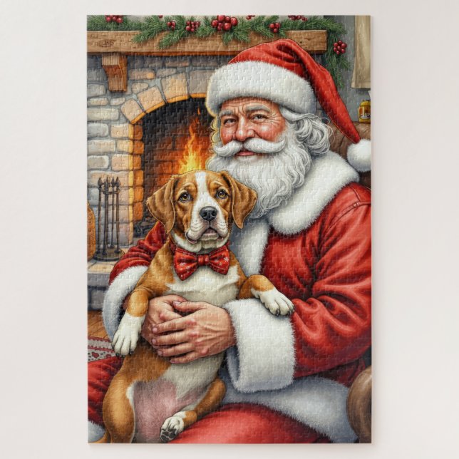 Santa Claus Holding American Staffordshire Terrier (Vertikal)