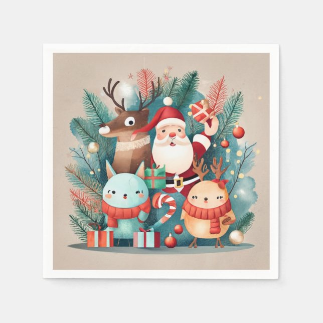 Santa Claus Holiday Napkin Serviette (Vorderseite)