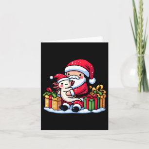 Santa Claus Hugs Axolotl Christmas Pajama Familie  Karte