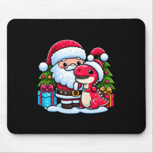 Santa Claus Hugs T Rex Dinosaur Weihnachtsmatching Mousepad