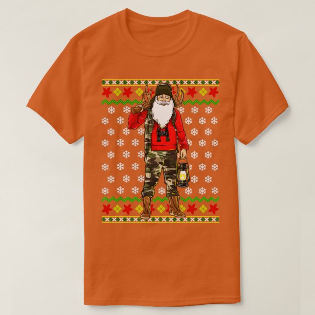 Santa Claus Hunter Ugly Weihnachtssüßer T-Shirt (Design vorne)