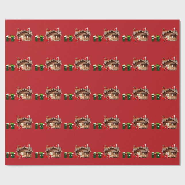 Santa Claus Hustle Red Wrapping Paper Geschenkpapier (Flach)