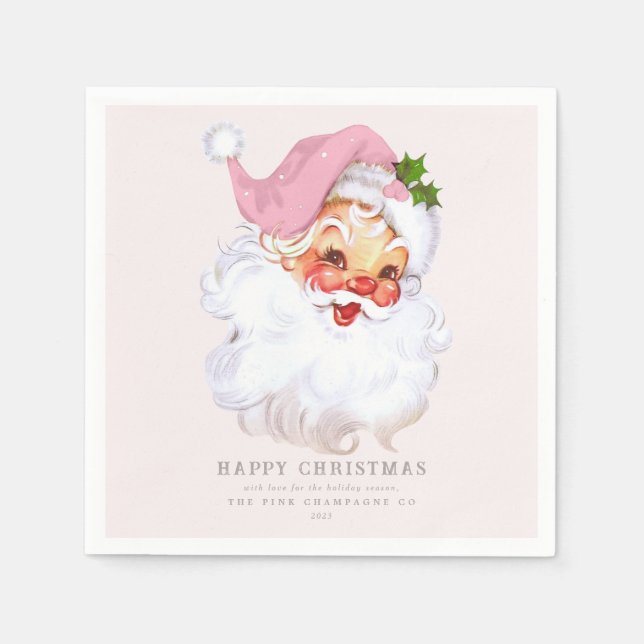 Santa Claus Hütte Chic Pink Urlaubspapier Serviette (Vorderseite)