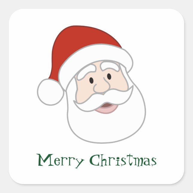 Santa Claus Illustration & Text Quadratischer Aufkleber (Vorderseite)