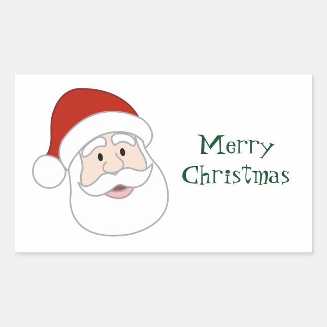 Santa Claus Illustration & Text Rechteckiger Aufkleber (Vorderseite)
