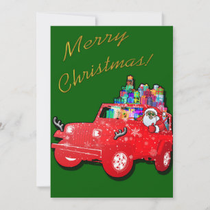 Santa Claus im Gelände, Frohe Weihnachten! Feiertagskarte