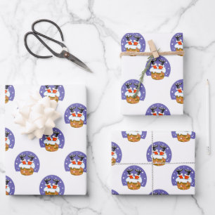 Santa Claus im Schornstein, Schnee, Weihnachten, N Geschenkpapier Set
